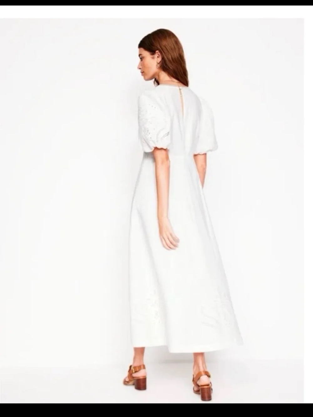 BODEN Empire Broderie Tea Dress in White size 14 - Picture 3 of 12